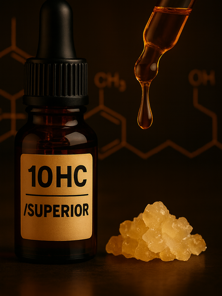 CBD-Blüten Grüne Hanfblätter und Cannabisblüten auf einer Zeitschrift und einem Tisch.